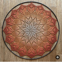 free crochet pattern circular with white in the center fading to brown at the edges.