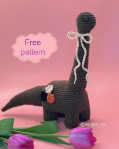 free crochet pattern dark gray herbivorous dinosaur
