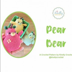 free crochet pattern dear bear pink, yellow, blue.