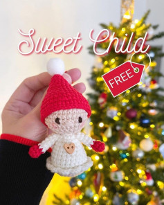 free crochet pattern doll wearing red hat