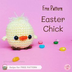 free crochet pattern easter chick yellow, beak orange.