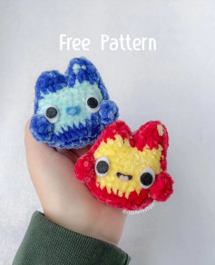 free crochet pattern flame red, blue.
