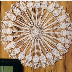 free crochet pattern in a circle with irons connected to the center.