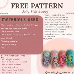 free crochet pattern jellyfish blue, pink, purple.