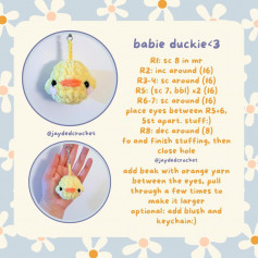 free crochet pattern keychain babie duckie