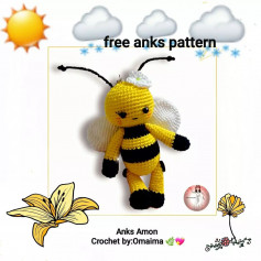 free crochet pattern little bee yellow horizontal soc black.