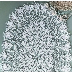 free crochet pattern oval shape with flowers on the border