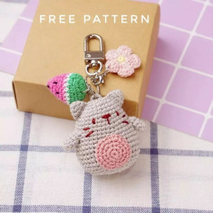 free crochet pattern pink belly cat keychain