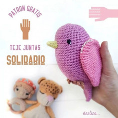 free crochet pattern pink bird with yellow beak.