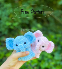 free crochet pattern pink elephant, blue elephant.