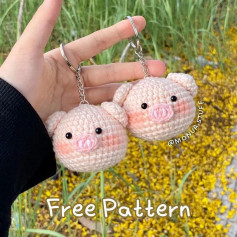 free crochet pattern pink nose pig head.