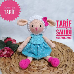 free crochet pattern pink sheep white hat blue skirt pink bow