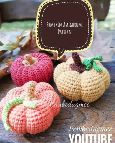 free crochet pattern pumpkin yellow red and pink.