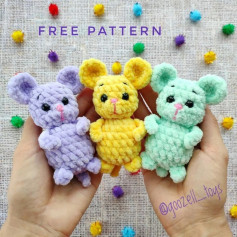 free crochet pattern purple bear, yellow bear, blue bear