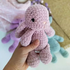 free crochet pattern purple rabbit, rear ears