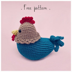 free crochet pattern red crested rooster.