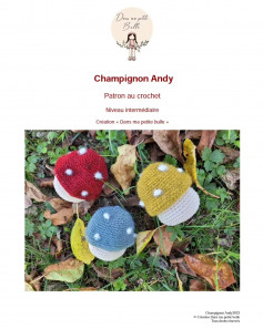 free crochet pattern red mushroom, green mushroom, yellow mushroom