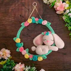 free crochet pattern sleeping bunny wall hanging