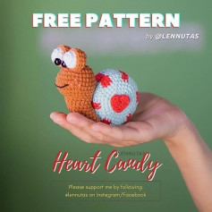 free crochet pattern snail with heart in shell.