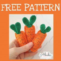 free crochet pattern three green leafy carrots