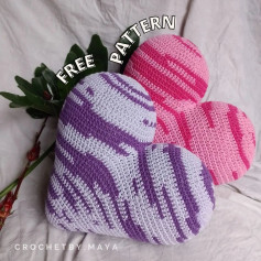 free crochet pattern two colorful hearts