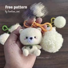 free crochet pattern white bear keychain