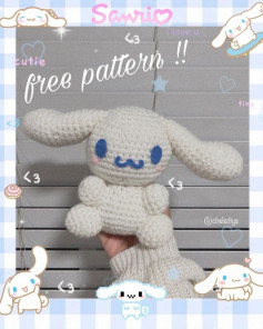 free crochet pattern white rabbit, blue eyes