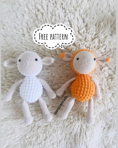 free crochet pattern white sheep, orange sheep.