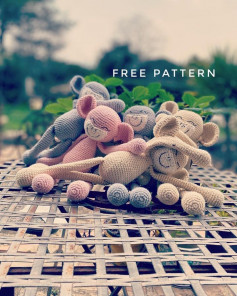 free crochet pattern white snout monkey.