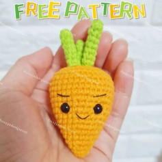 free crochet pattern yellow carrot green leaves