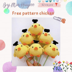 free crochet pattern yellow chicken, black graduation cap.