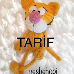 free crochet pattern yellow leopard, white muzzle