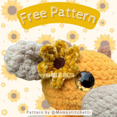 free crochet pattern yellow sun flower, brown pistil.