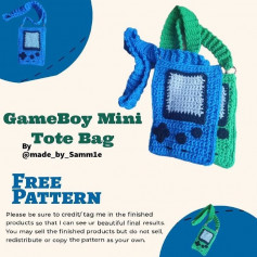 gameboy mini tote bag free crochet pattern