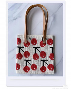 hand bag, cherry decoration free crochet pattern