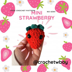 mini strawberry red stalk blue crochet pattern