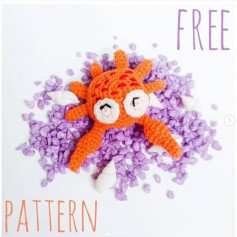orange crab, white eyes.free crochet pattern