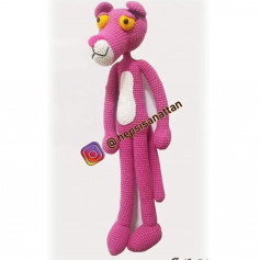pink panther white muzzle, yellow eyes, white belly crochet pattern