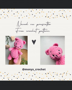 Pink pig, black eyes.free crochet pattern