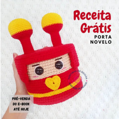 red robot, yellow heart-shaped mouth.free crochet pattern