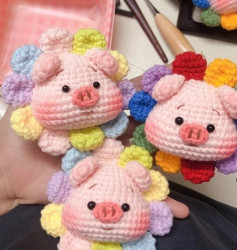 sunflower bear, pig and bunny crochet pattern