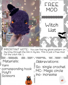 witch hat black, purple crochet pattern