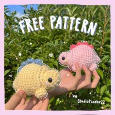 yellow, pink dinosaur, free crochet pattern