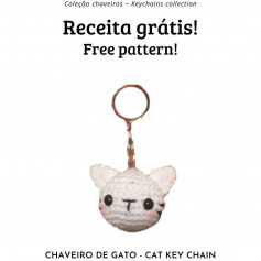 cat key chain free pattern, white