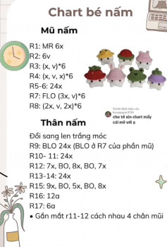 Chart móc len bé nấm.