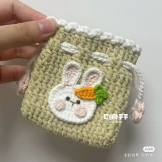 Crochet pattern carrot rabbit drawstring bag