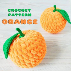 crochet pattern orange. orange, green leaves