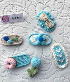 five-petal flower hairpin, donut, bow, crochet pattern