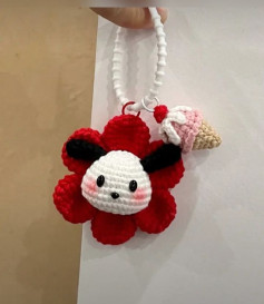 flower keychain rabbit crochet pattern