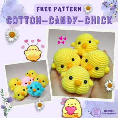 free pattern cotton candy chick